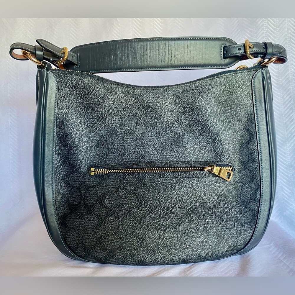 Coach Sutton Hobo Leather Bag Charcoal/Navy/Gold - Picture 2 of 14